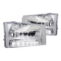 1999 - 2004 Ford Super Duty Crystal DRL Headlights - Chrome