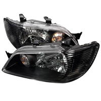 2002 - 2003 Mitsubishi Lancer 4Dr Crystal Headlights - Black