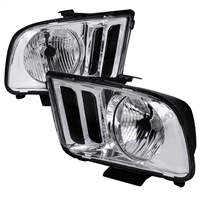2005 - 2009 Ford Mustang Euro Style Headlights - Chrome