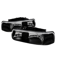 1999 - 2002 Chevy Silverado Crystal Headlights - Black