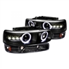 2001 - 2002 Chevy Silverado 3500 Projector LED Halo Headlights + Bumper Lights - Black