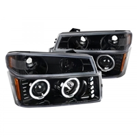 2004 - 2012 GMC Canyon Projector LED Halo Headlights + Bumper Lights - Black