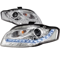 2005 - 2008 Audi A4 Projector DRL Headlights - Chrome