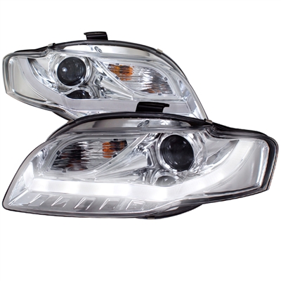 2005 - 2008 Audi A4 Projector Light Bar DRL Headlights - Chrome