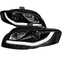 2005 - 2008 Audi A4 V2 Style Projector Light Bar DRL Headlights - Black