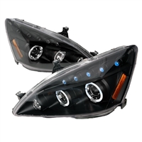 2003 - 2007 Honda Accord Projector LED Halo Headlights - Black