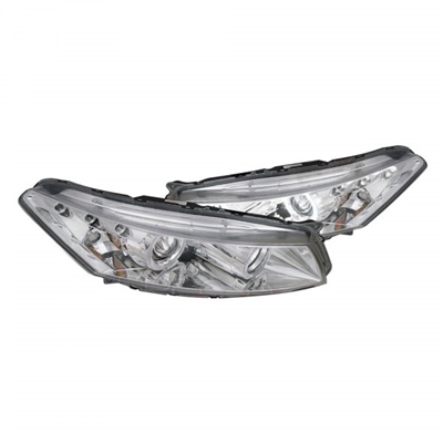 2008 - 2012 Honda Accord 2Dr Projector LED Halo Headlights - Chrome