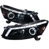 2008 - 2012 Honda Accord 4Dr Projector Switchback DRL LED Halo Headlights - Black/Smoke