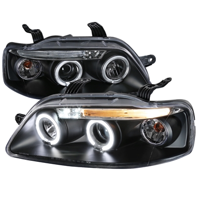 2004 - 2008 Chevy Aveo Projector LED Halo Headlights - Black