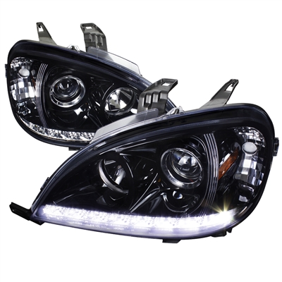 2002 - 2005 Mercedes ML-Class W163 Projector DRL LED Halo Headlights - Black