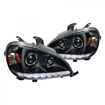 2002 - 2005 Mercedes ML-Class W163 Projector DRL LED Halo Headlights - Black