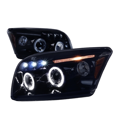 2007 - 2012 Dodge Caliber Projector LED Halo Headlights - Black/Smoke