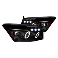 2007 - 2012 Dodge Caliber Projector LED Halo Headlights - Black