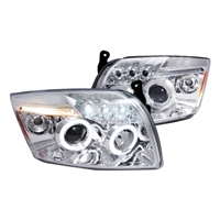 2007 - 2012 Dodge Caliber Projector LED Halo Headlights - Chrome