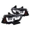 2011 - 2014 Dodge Charger Projector Light Bar DRL Headlights - Black/Smoke