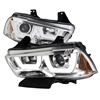 2011 - 2014 Dodge Charger Projector Light Bar DRL Headlights - Chrome