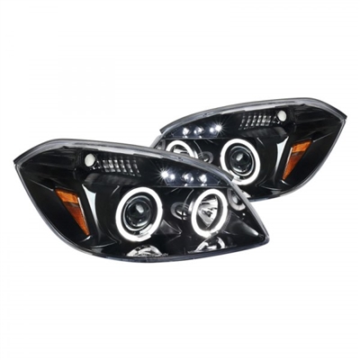 2005 - 2010 Chevy Cobalt Projector LED Halo Headlights - Gloss Black