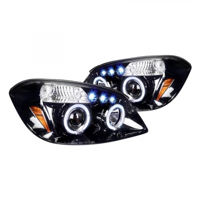 2005 - 2010 Chevy Cobalt Projector LED Halo Headlights - Black/Smoke