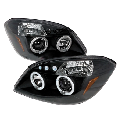 2005 - 2010 Chevy Cobalt Projector LED Halo Headlights - Black