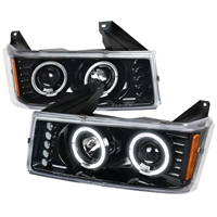 2004 - 2012 Chevy Colorado Projector LED Halo Headlights - Gloss Black