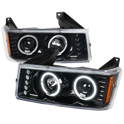 2004 - 2012 Chevy Colorado Projector LED Halo Headlights - Gloss Black