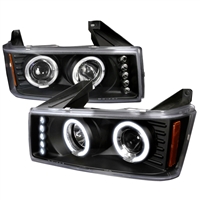 2004 - 2012 GMC Canyon Projector LED Halo Headlights - Black