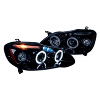 2003 - 2008 Toyota Corolla Projector LED Halo Headlights - Black/Smoke
