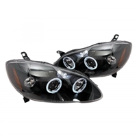 2003 - 2008 Toyota Corolla Projector LED Halo Headlights - Black