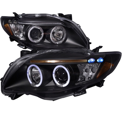 2009 - 2010 Toyota Corolla Projector LED Halo Headlights - Black