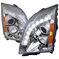 2008 - 2013 Cadillac CTS Projector DRL Headlights - Chrome