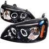 2001 - 2003 Honda Civic 2Dr / 4Dr Projector LED Halo Headlights - Black/Smoke