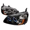 2001 - 2003 Honda Civic 2Dr / 4Dr Projector LED Halo Headlights - Black
