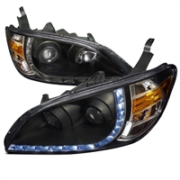 2004 - 2005 Honda Civic 2Dr / 4Dr Projector DRL Headlights - Black