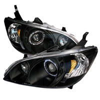 2004 - 2005 Honda Civic 2Dr / 4Dr Projector LED Halo Headlights - Black