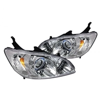 2004 - 2005 Honda Civic 2Dr / 4Dr Projector LED Halo Headlights - Chrome