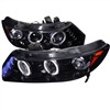 2006 - 2011 Honda Civic 2Dr Projector LED Halo Headlights - Black/Smoke