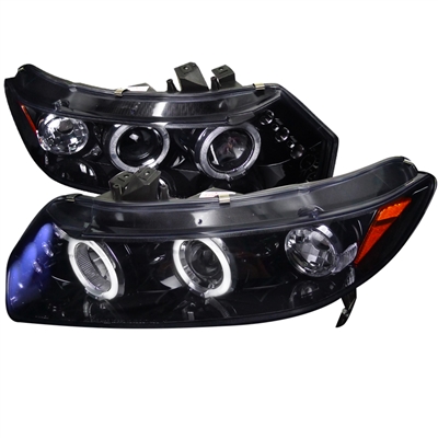 2006 - 2011 Honda Civic 2Dr Projector LED Halo Headlights - Black/Smoke