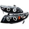 2006 - 2011 Honda Civic 4Dr Projector LED Halo Headlights - Black