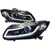 2012 - 2015 Honda Civic 4Dr / HB Projector Light Bar DRL Headlights - Black/Smoke