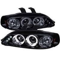 1992 - 1995 Honda Civic 2Dr / HB Projector LED Halo Headlights - Black/Smoke