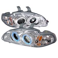 1992 - 1995 Honda Civic 4Dr Projector LED Halo Headlights - Chrome