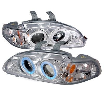 1992 - 1995 Honda Civic 4Dr Projector LED Halo Headlights - Chrome