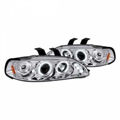 1992 - 1995 Honda Civic 4Dr Projector LED Halo Headlights - Chrome