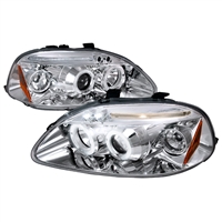 1996 - 1998 Honda Civic Projector LED Halo Headlights - Chrome