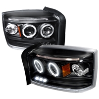 2005 - 2007 Dodge Dakota Projector LED Halo Headlights - Black