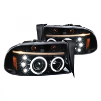 1997 - 2004 Dodge Dakota Projector LED Halo Headlights - Gloss Black