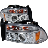 1997 - 2004 Dodge Dakota Projector LED Halo Headlights - Chrome