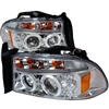 1998 - 2003 Dodge Durango Projector LED Halo Headlights - Chrome