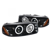 2001 - 2006 GMC Yukon Denali Projector LED Halo Headlights - Gloss Black