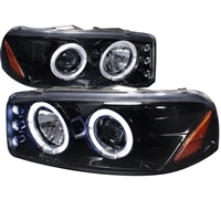 2001 - 2006 GMC Yukon Denali Projector LED Halo Headlights - Black/Smoke